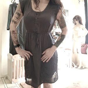 Grey Above the Knee Cap Sleeve Dress! S